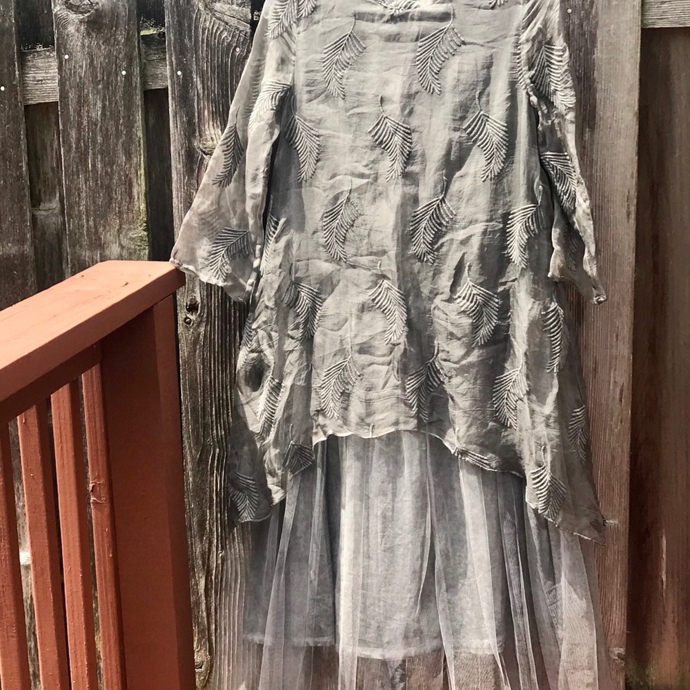 Gorgeous muted green sheer dress